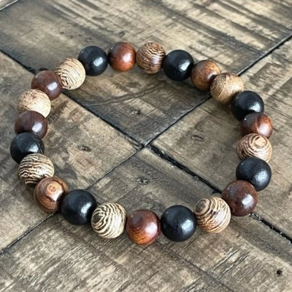 Goddess Zodiac Other - 8mm Mixed Wood Bead Stretch Bracelet